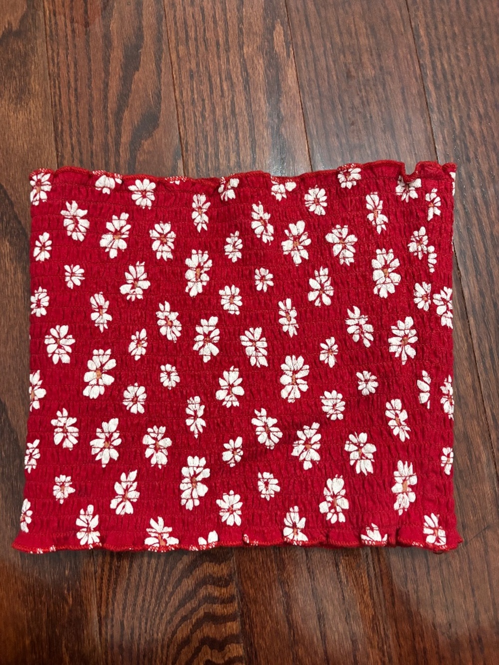 Reversible Red Floral Smocked Tube Top